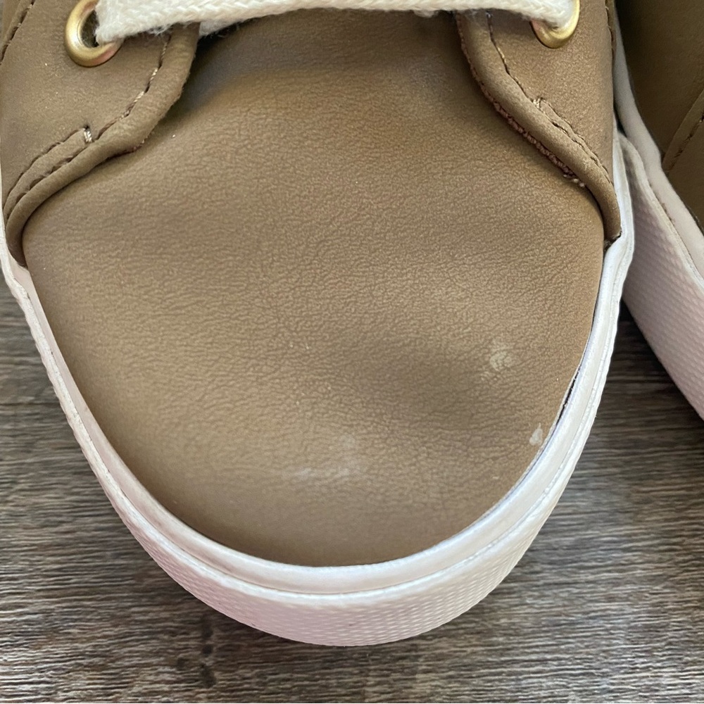 Keds Taupe Sneakers with White Soles & Gold Accents - Picture 6 of 9